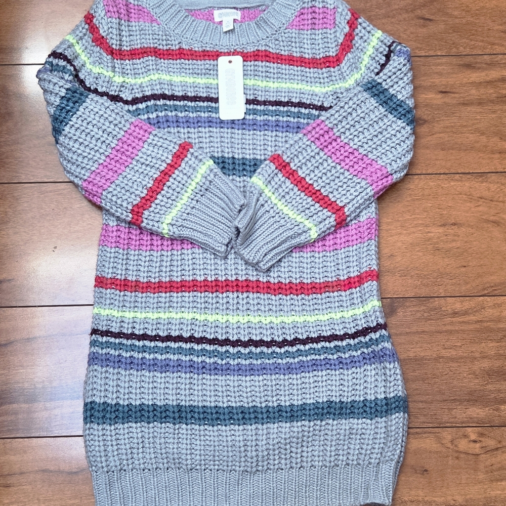 Colorful Striped Gir's Sweater Dress